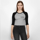 Cropped Women Baby Tee with 3/4 Sleeves - heather grey/black